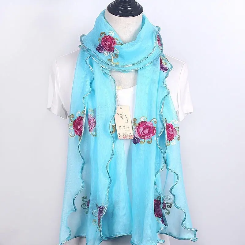 Gegolfde sjaal voor dames Lang borduurwerk Veelzijdige moslimgaassjaal Modieuze danssjaal Trendy