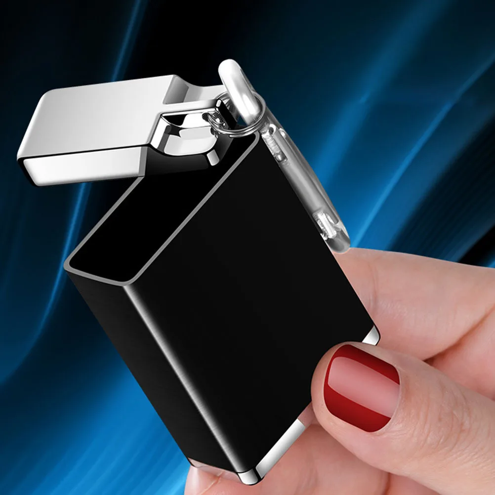 

Ashtray with Lid Zinc Alloy Hanging Decoration Rectangle Shape Key Chain Travel Use Cigarette Holder Holders