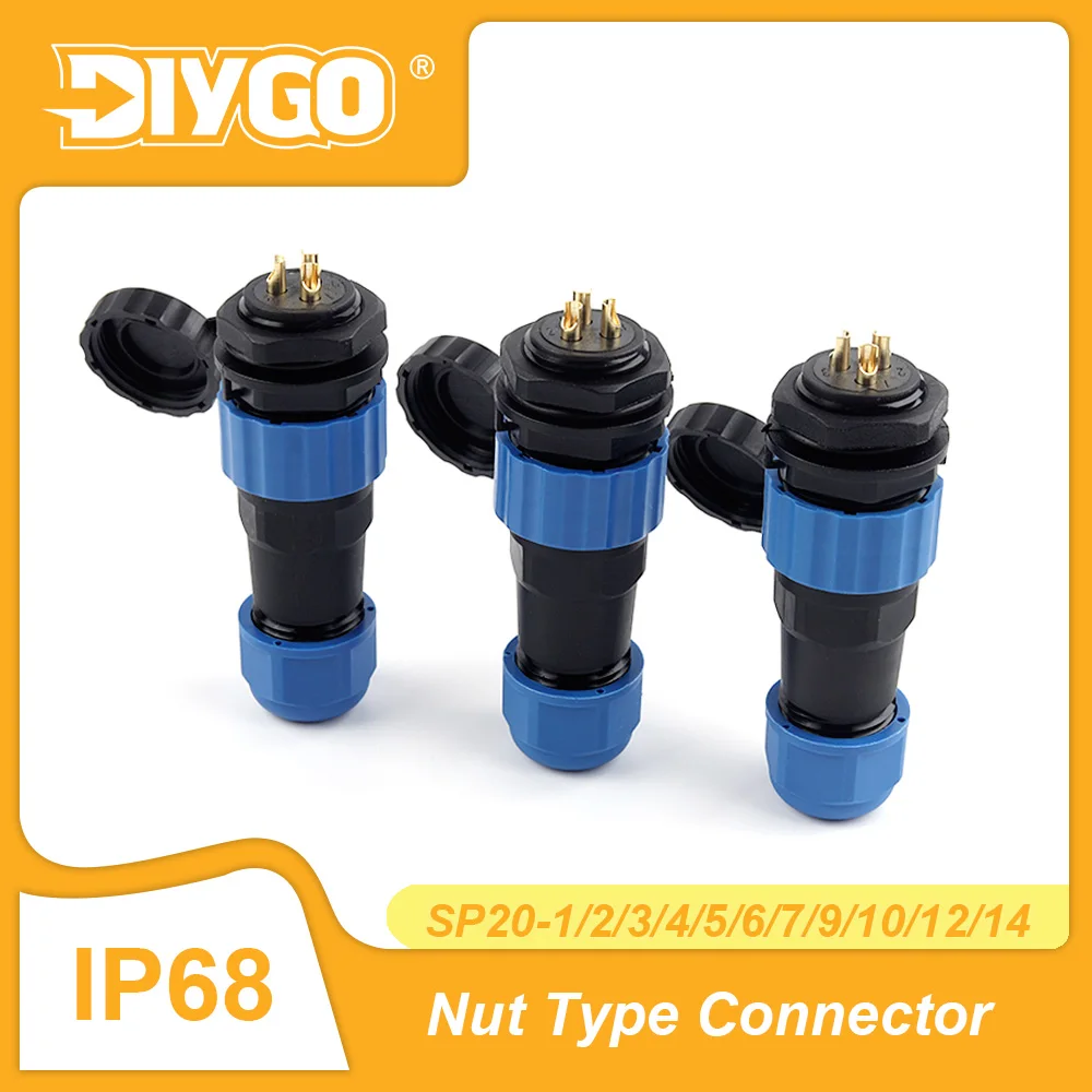 1 Juego de Conectores SP20 IP68 Impermeables Tipo Tuerca Trasera, Conectores de Aviación para Montaje en Panel Exterior, Enchufe Macho y Conector Hembra para Soldadura