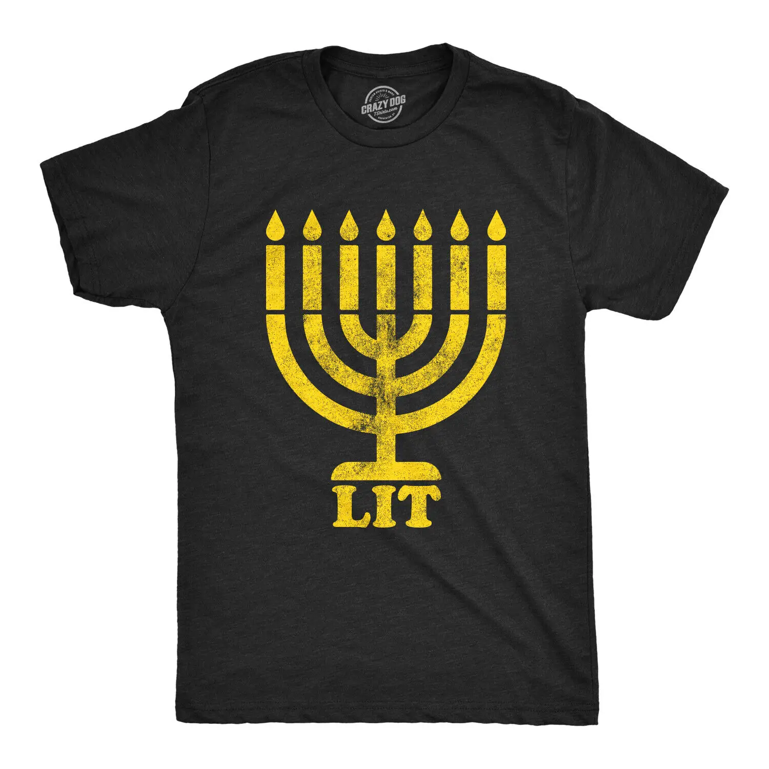 Mens Lit Menorah Tshirt Funny Hanukkah Jewish Holiday Novelty Tee