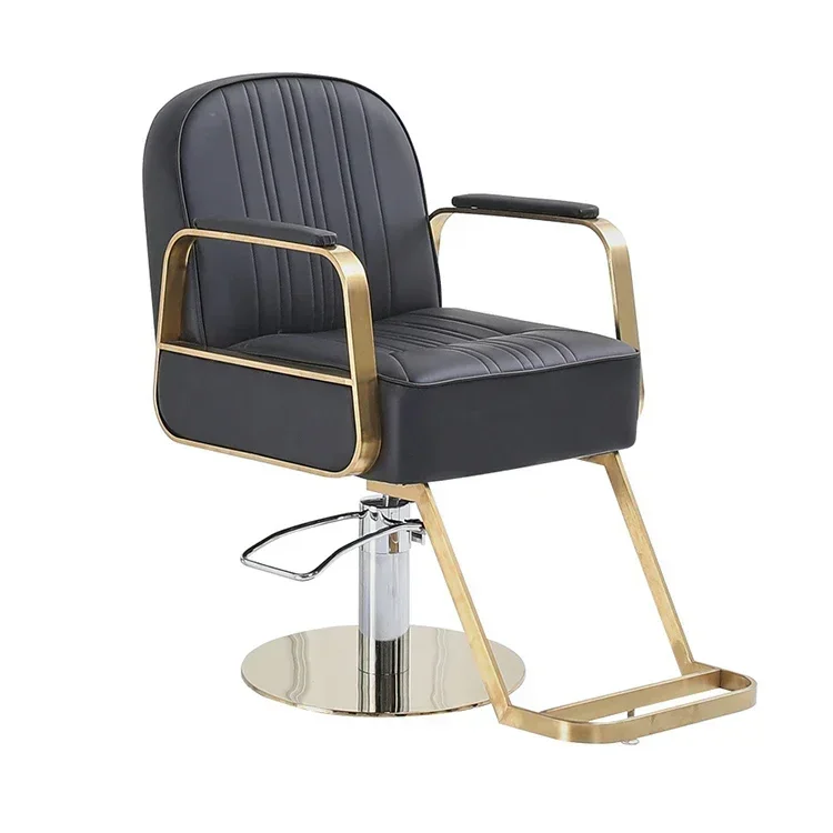 Barbershop Sale Barber Furniture Black Leather Gold Hair Salon Make Up Chair Barber Shop Chairs