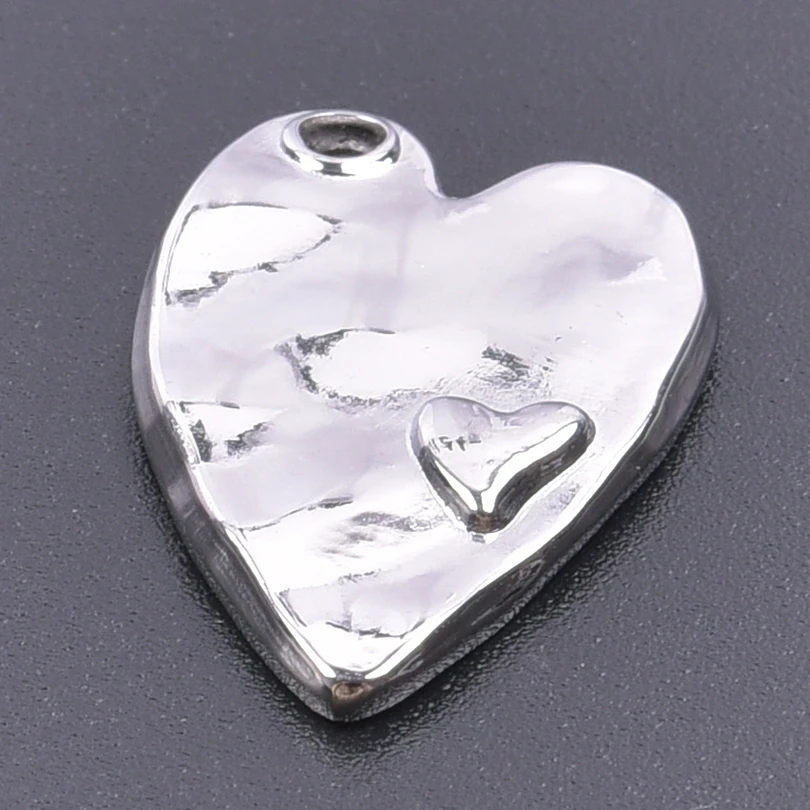 5pcs Fashion Simple Two Hearts Charms for Jewelry Making Stainless Steel Pendant DIY Jewelry Accessories Girlfriend Lover Gift