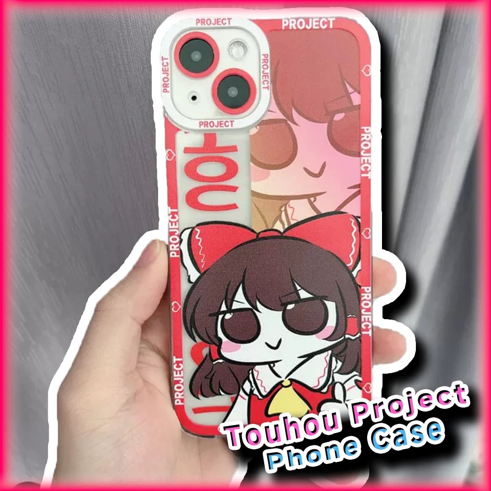 Kawaii Touhou Project Transparent Protective Cover Anime Protective Cover Cute Reimu Case for iPhone 16 15 14 13 12 11 Pro Max