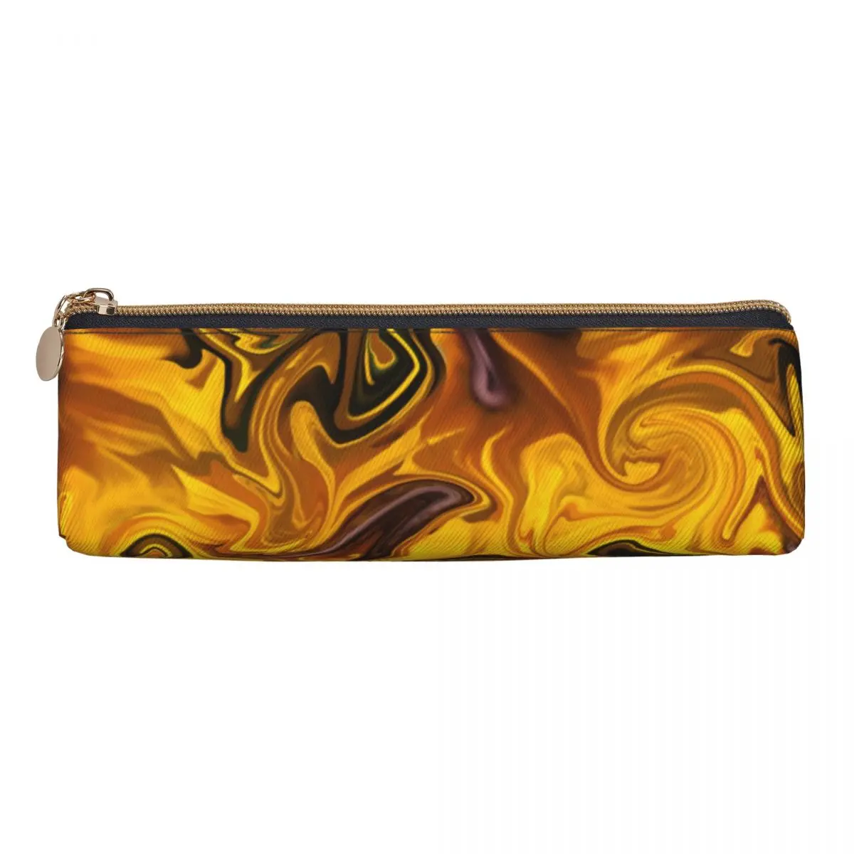 Sunflower Swirl Pencil Case Abstract Art Print PU Leather Pen Box Child Retro Large School Pencil Cases Stationery