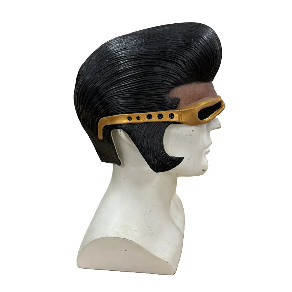 Elvis Half Face Mask Cosplay Vintage Latex Helmet Masks Carnival Masquerade Dress Up Halloween Party Costume Prop Gifts 4