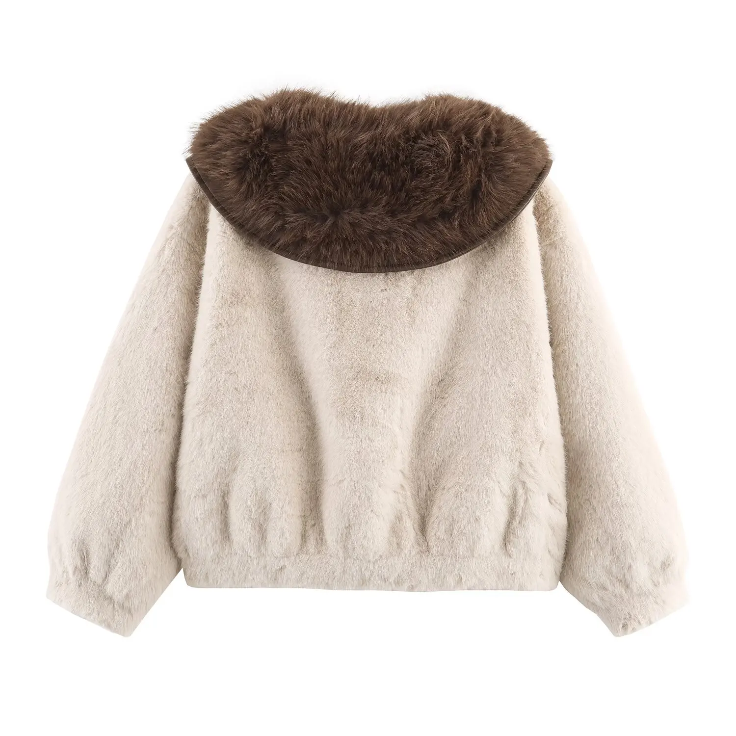 JNLEAOG Cappotto da donna Faion Autunno Nuovo colletto grande Colore Blo Stampa leopardata Pelliccia Pelle Intercato Cappotto lungo Sve Stand Fit