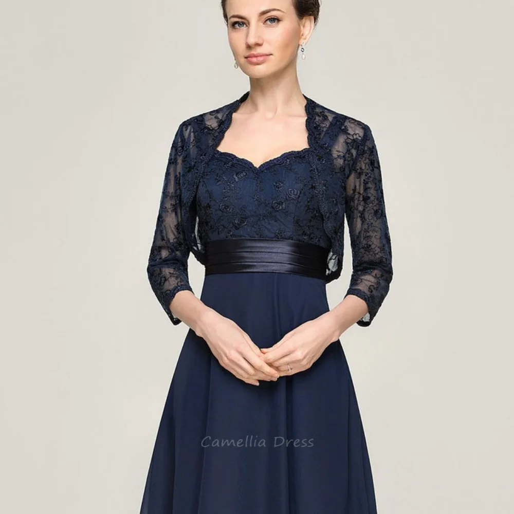 Two Pieces Mother of the Bride Dress for Women Customized Vintage A Line Lace Party Gown Chiffon Evening robe mother of bride