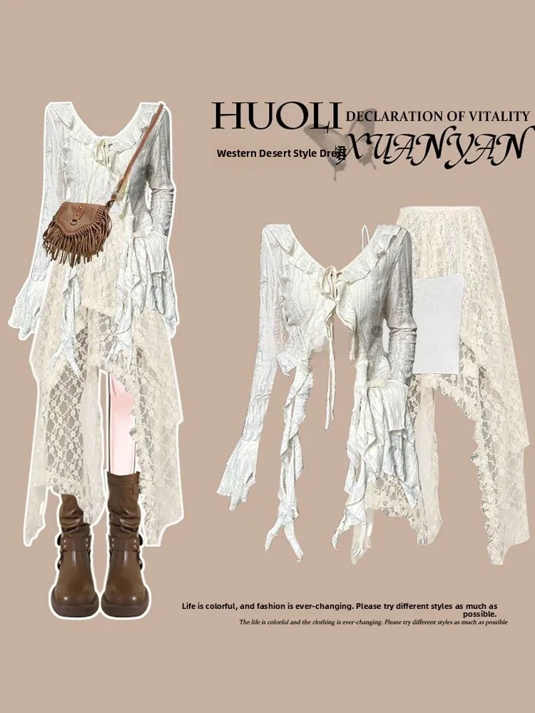 n Sle – ensemble t-shirt pour femmes, coupe cintrée, bretelles Cardigan, tenue ethnique Wind Clete, printemps et été