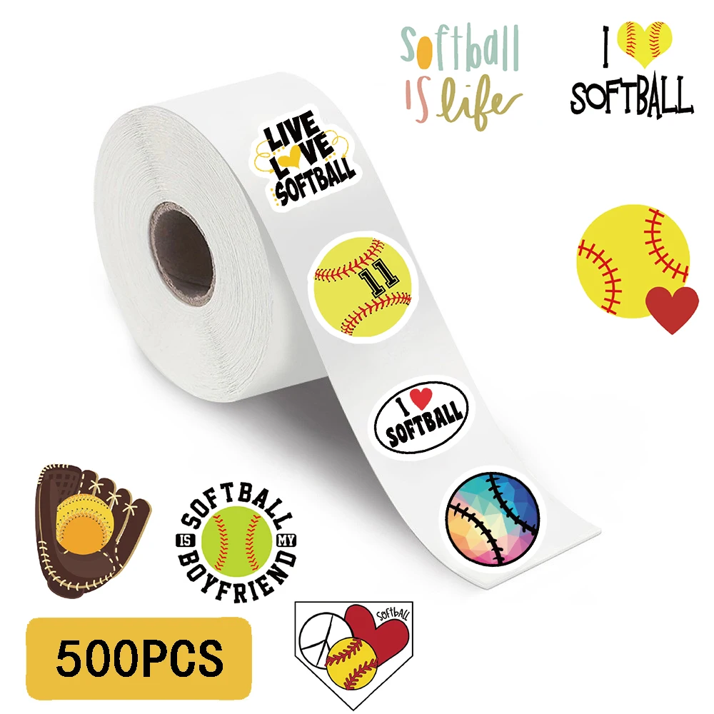 500PCS Softball Stickers Decals DIY Gift Paper For Gift Decoration Decal Party Aesthetic DIY Gifts for School PVC Classroom Home