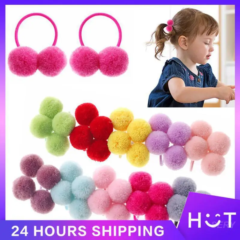 Pom Pom Fashion Solid Color Childrens Plush Ball Headband Plush Hair Rope Clothing Accessories Popular Hair Accessories Durable