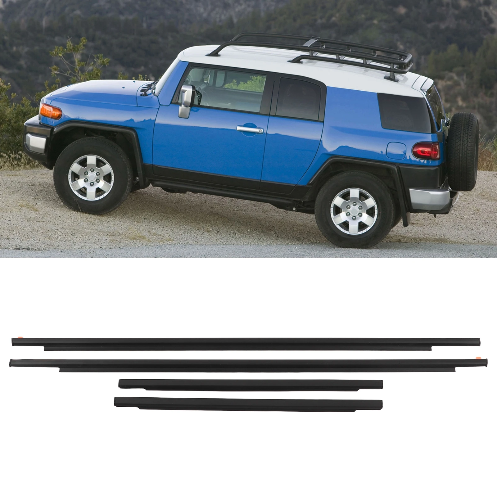 Door Window Moulding Trim 6816235073 Front Rear Weatherstrip Replacement for FJ Cruiser 2007‑2014 68161‑35073