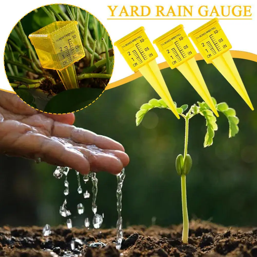 

1/10PCS 1.5-inch sprinkler rain gauge Portable Sprinkler And Rain Gauge Wide Mouth Bright Yellow Measuring Tool