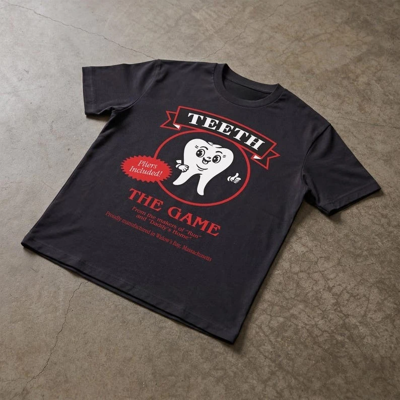 Teeth Widow's Board Game T-shirt Funny Bay TV Graphic Print Short Sleeve Harajuku Y2K Casual T-shirt Men Women Streetwear Tops