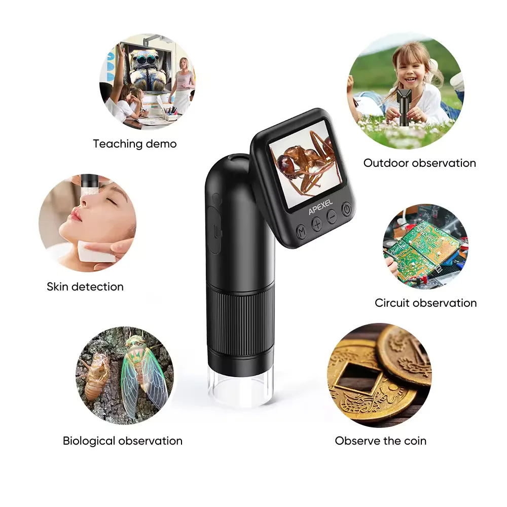 

Outdoor camping exploration, children's toys, scientific experiments, pocket microscope, handheld LCD adjustable microscope