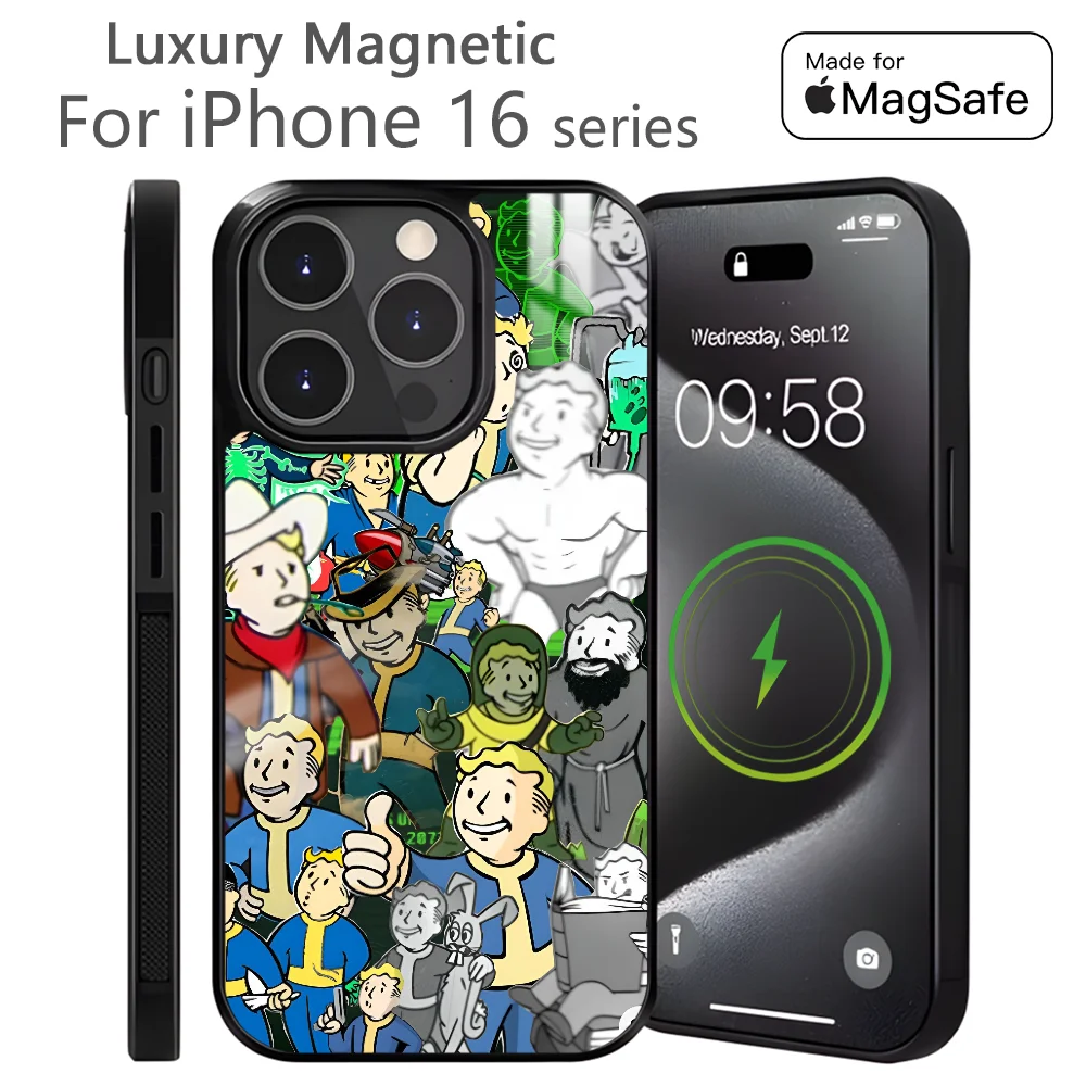 S-Shelter Games F-FalloutS Phone Case For iPhone 16 15 14 13 12 11 Pro Max Plus Mini Magnetic Magsafe Wireless Charging Cover