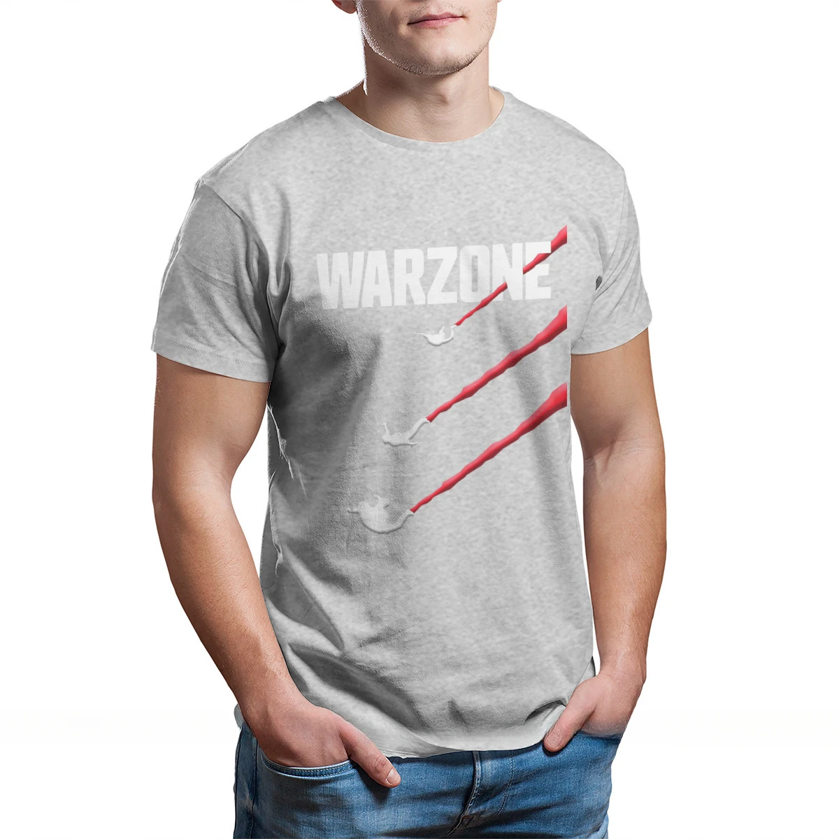 heavyweight Informal New Arrival vintage  Warzone Game Fabric TShirt Dropping In Basic Leisure Men Clothes Printing Trendy