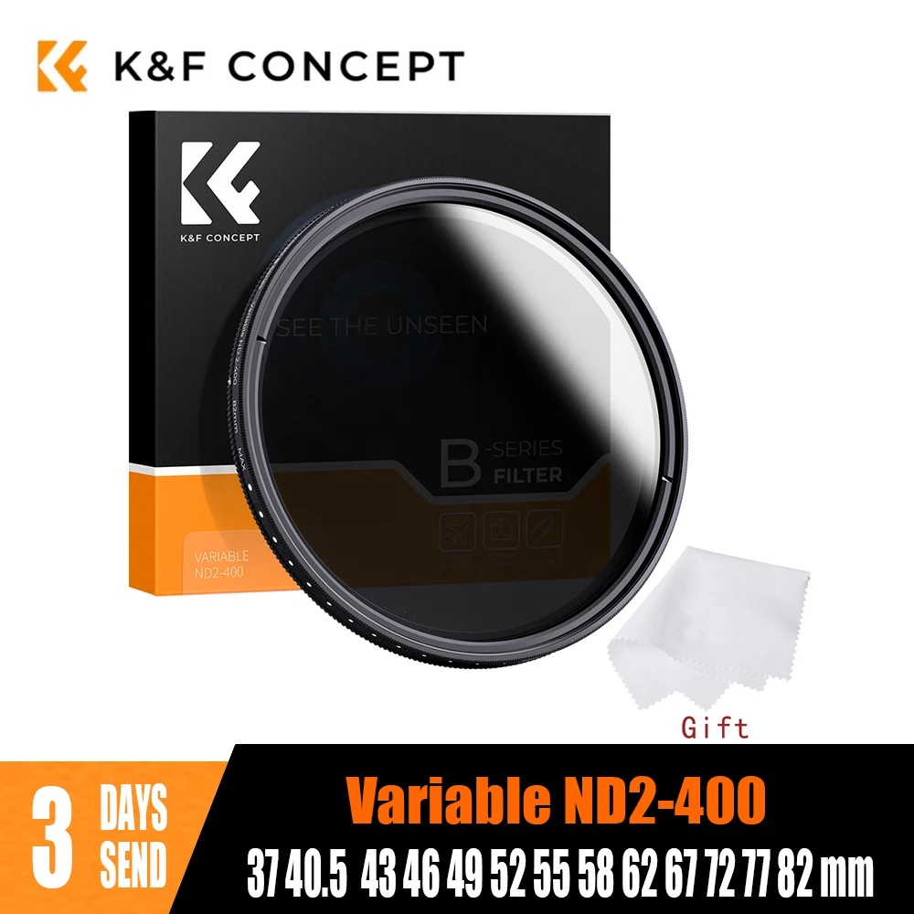 K&F Concept B-Series 67mm Variable ND Filter ND2-ND400 Neutral Density Filter 40.5mm 46mm 49mm 52mm 55mm 77mm 62mm 72mm 82mm
