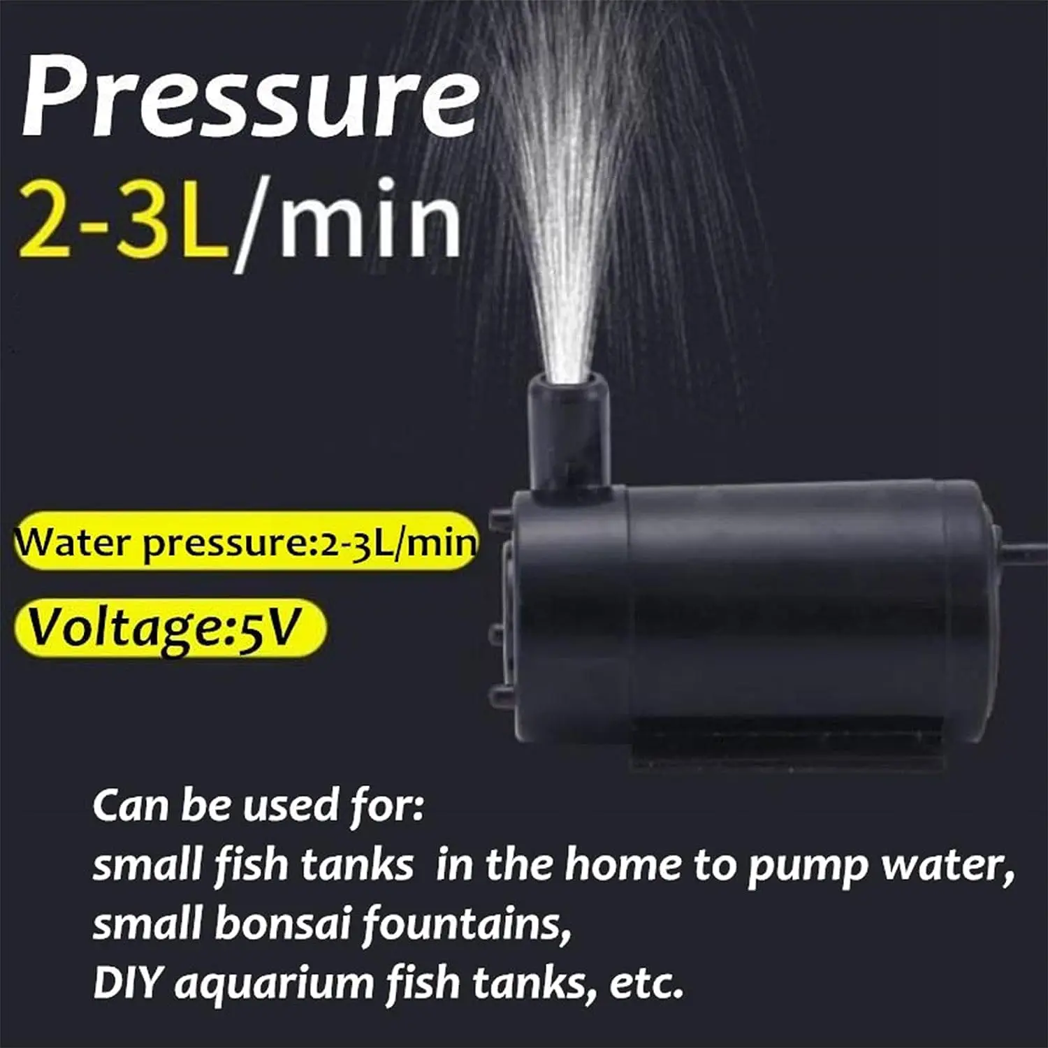 DC 3-5V USB Micro Submersible Mini Low Noise Brushless Water Pump for Aquariums Fish Tank Pond Fountain Hydroponics Garden