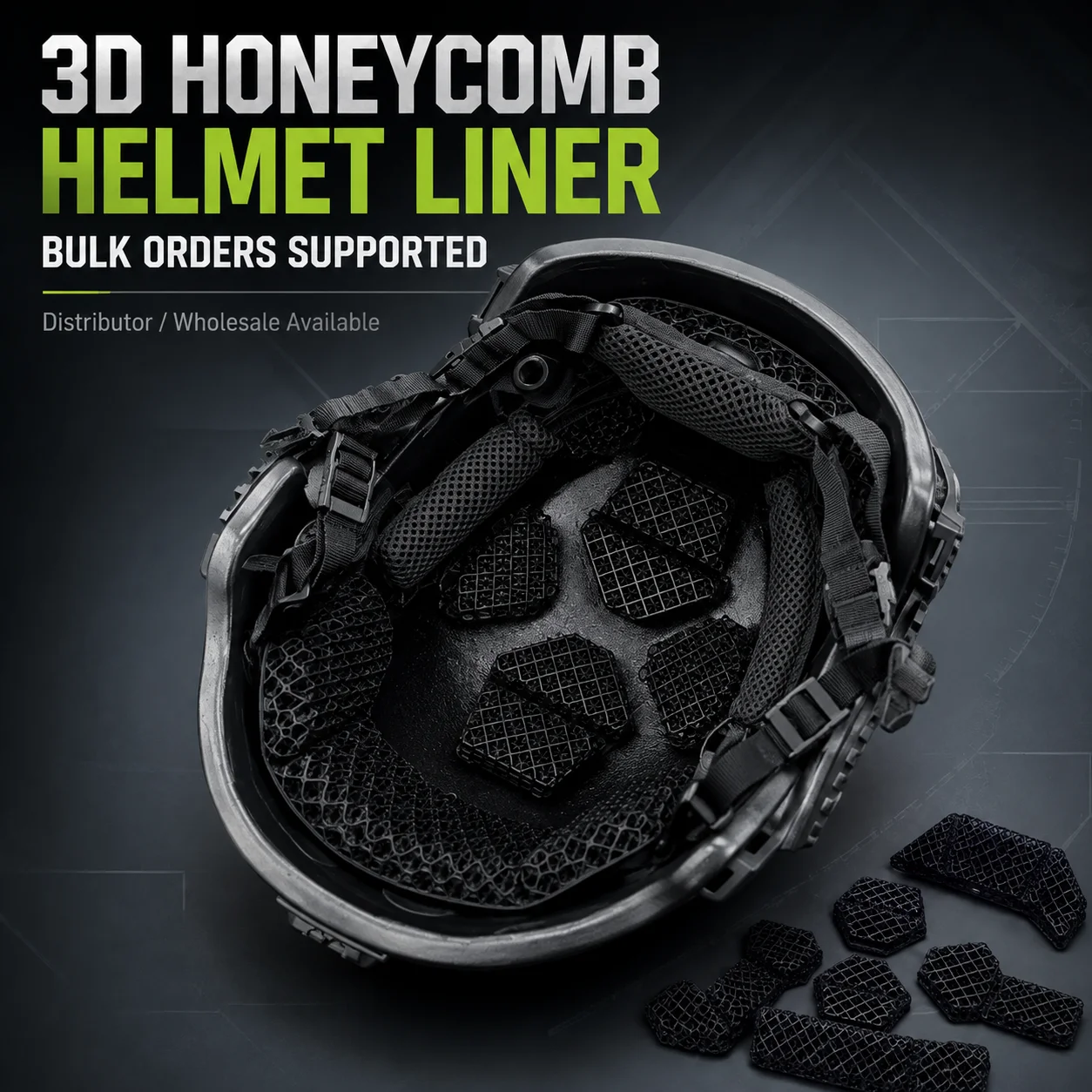 Imbottitura per Casco Tattico in Polimero a Nido d'Ape Stampato in 3D, Traspirante, Assorbimento degli Urti, per Airsoft, Caccia e Attività all'Aperto