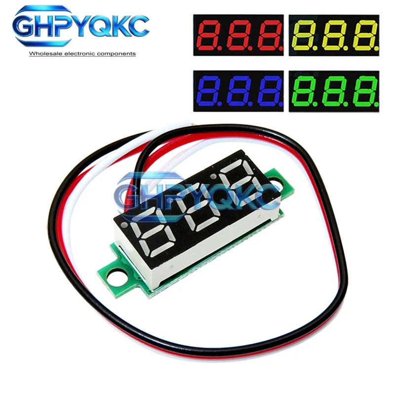 0.28 Inch DC LED Digital Voltmeter 0-100V Voltage Meter Car Mobile Power Voltage Tester 12V Red Green Blue Yellow Display