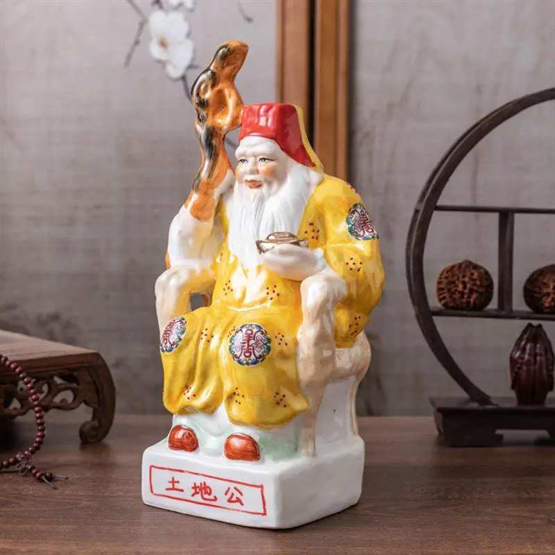 1pc Ceramic Land Public Land Bodhisattva Buddha Statue Decoration Home Furnishings Worship of Characters Crafts