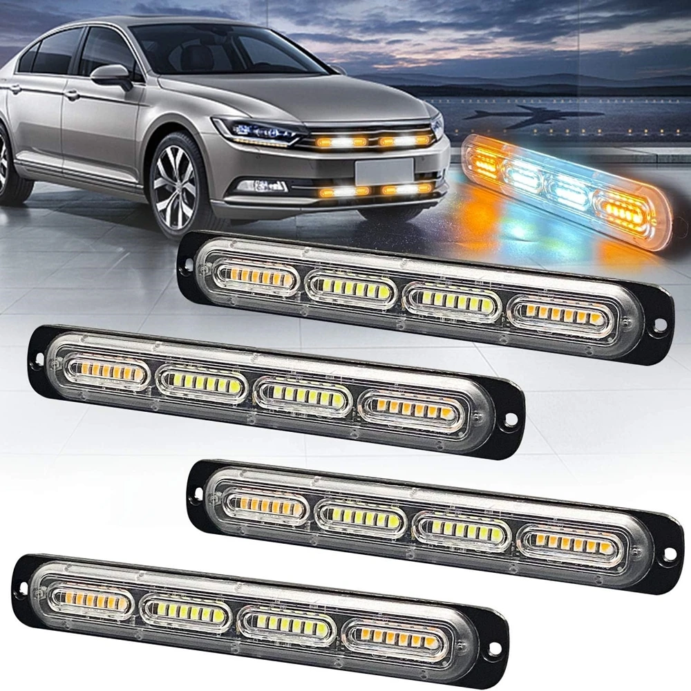 24 LED Strobe Light Bar Amber Car Grille Flash Side Light Taillight Beacon Automobile width indicator light 12V 24V
