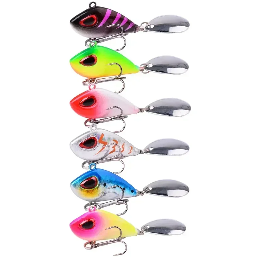 6pcs Mini VIB With Spoon Fishing Lures 6g 10g 17g 25g 2cm Lure Fishing Tackle Pin Crankbait Vibration Spinner Sinking Bait