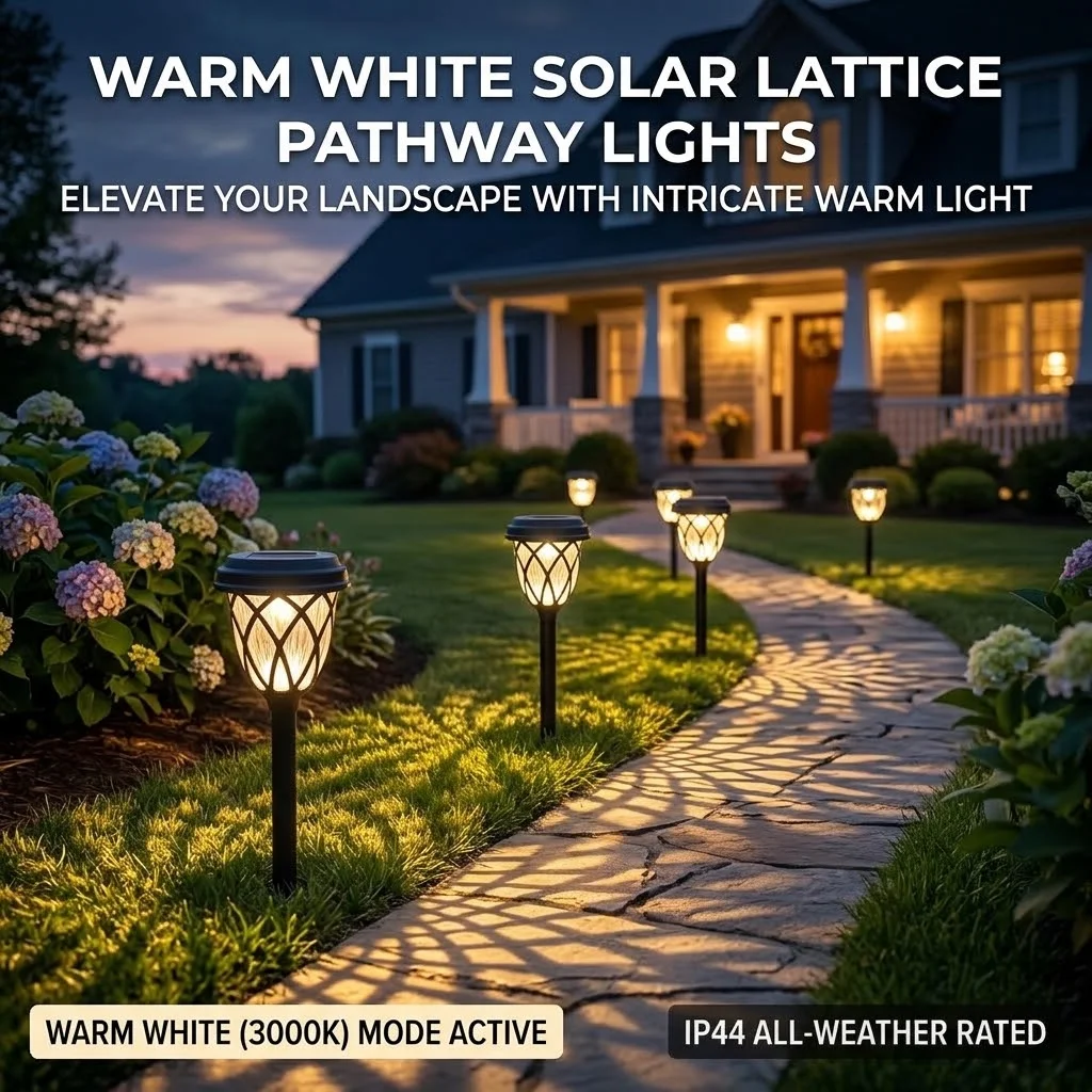 Solar Path Light Outdoor, 2 Modes Warm White and Cool White Solar Garden Light, Monocrystalline 24% Conversion Rate Solar Landscape Light, IP44 Waterproof Automatic Switch LED Solar Path Light, 850mAh for Yard, Lawn, Sidewalk, 8-10 Hours Long Working
