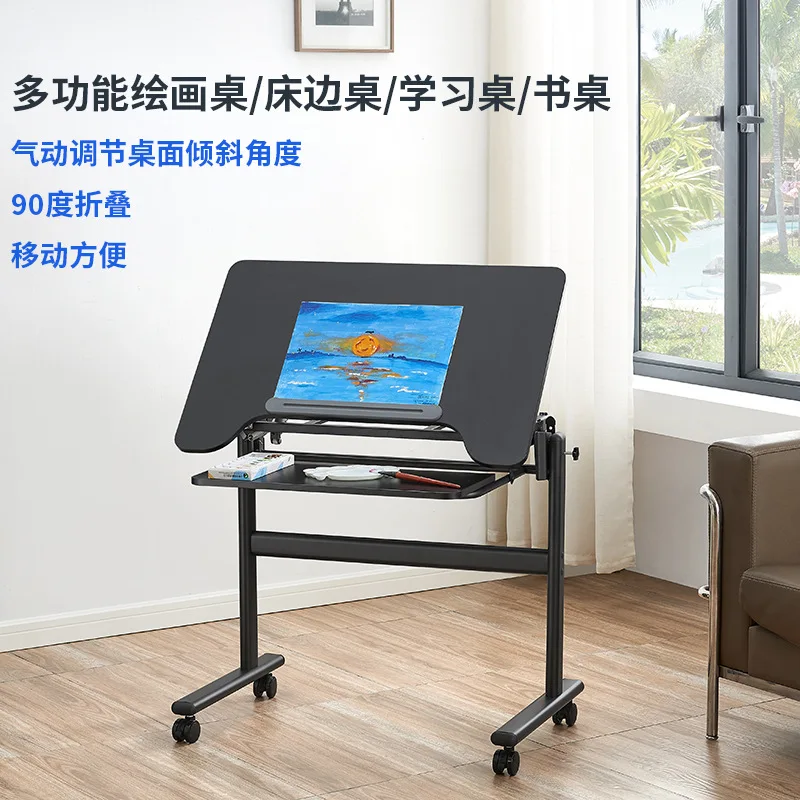 Movable bedside desk painting learning foldable desktop tilting sofa table lazy