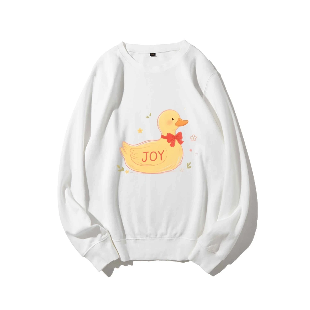Adorable Little Yellow Duck Casual Crewneck Sweatshirt Graphic Fashionable Cotton Hoodie Comfortable Soft Breathable Loose Fit