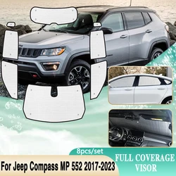 Full Covers Sunshade For Jeep Compass MP 552 2017 2018 2019 2020 2021 2022 2023 Car Accessories Windows Sun UV Protection Visor