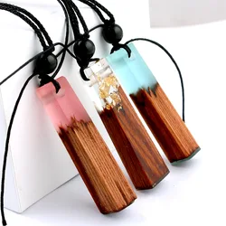 New Solid Wood Pendant Necklace Ethnic Travel Jewelry Solidified Time Resin Handmade Bag Pendant