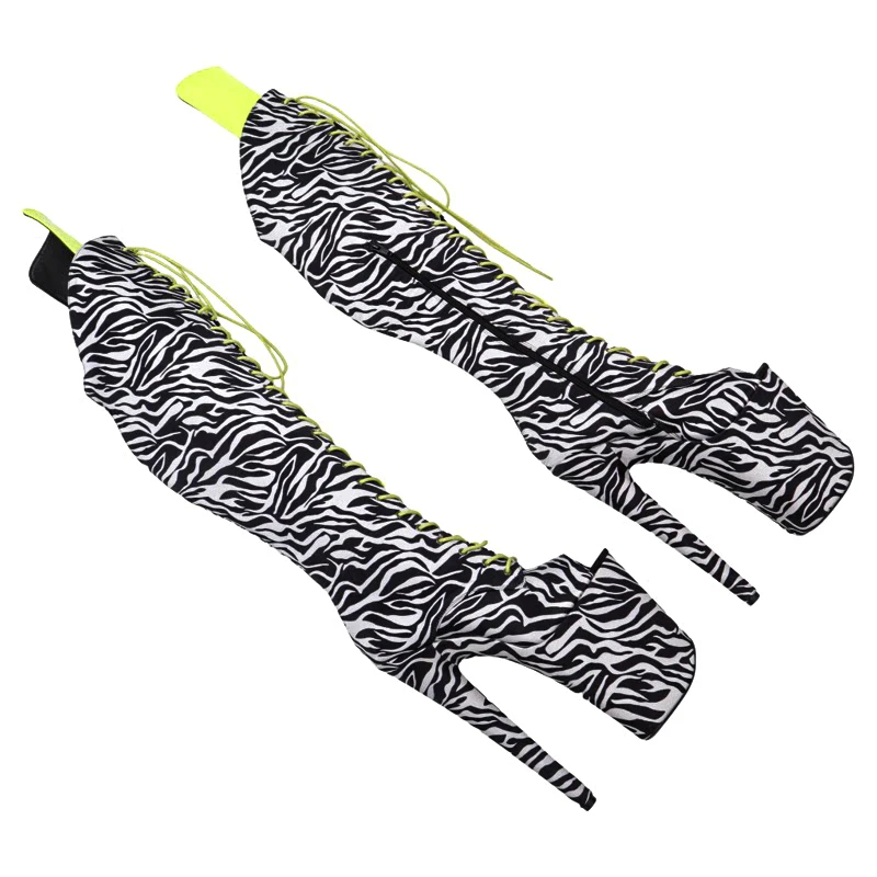 Leecabe   23CM/9inches zebra pattern Trendy fashion  High Heel platform stripper heels Pole Dance boots