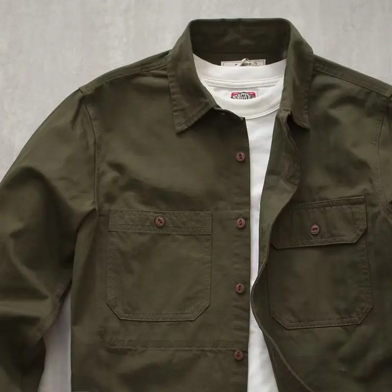 Japanese Popular Solid Color Washed Jacket Casual Long-sleeved Shirt Boys Autumn Casual Tooling Shirt Tide