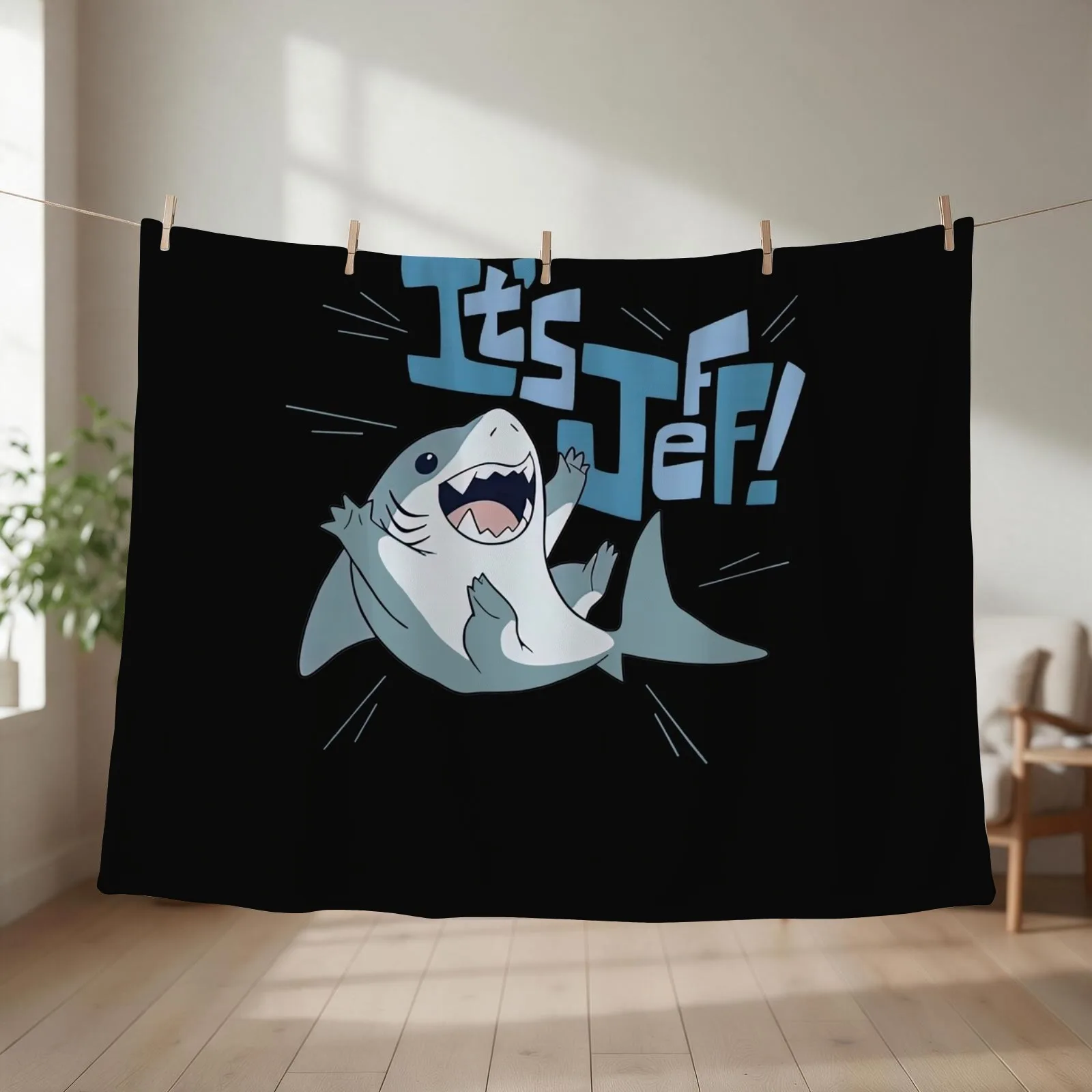 Ita??s Jeff The Landshark Throw Blanket couch cozy soft plush fuzzy picnic outdoor blanket