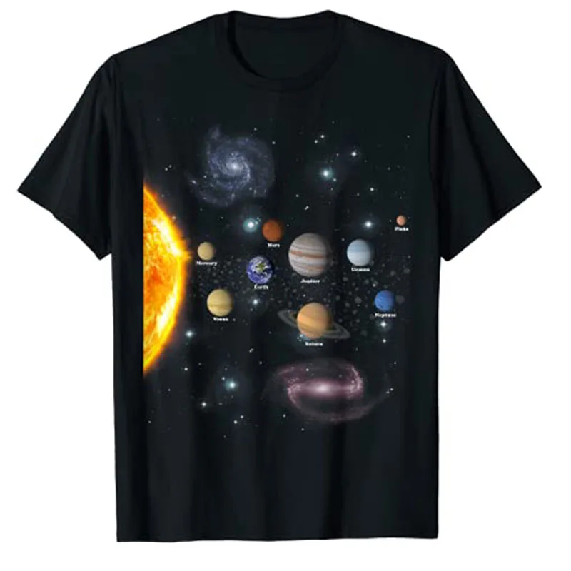 Solar System T Shirt - Boys Girls STEM Kids Realistic Space Tee Funny Science Lover Astronomy Graphic Outfits Fashion Y2k Tops