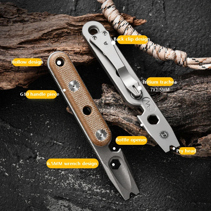 Titanium Alloy Multifunctional Crowbar EDC Tool Outdoor car tool Hex Wrench Bottle Opener