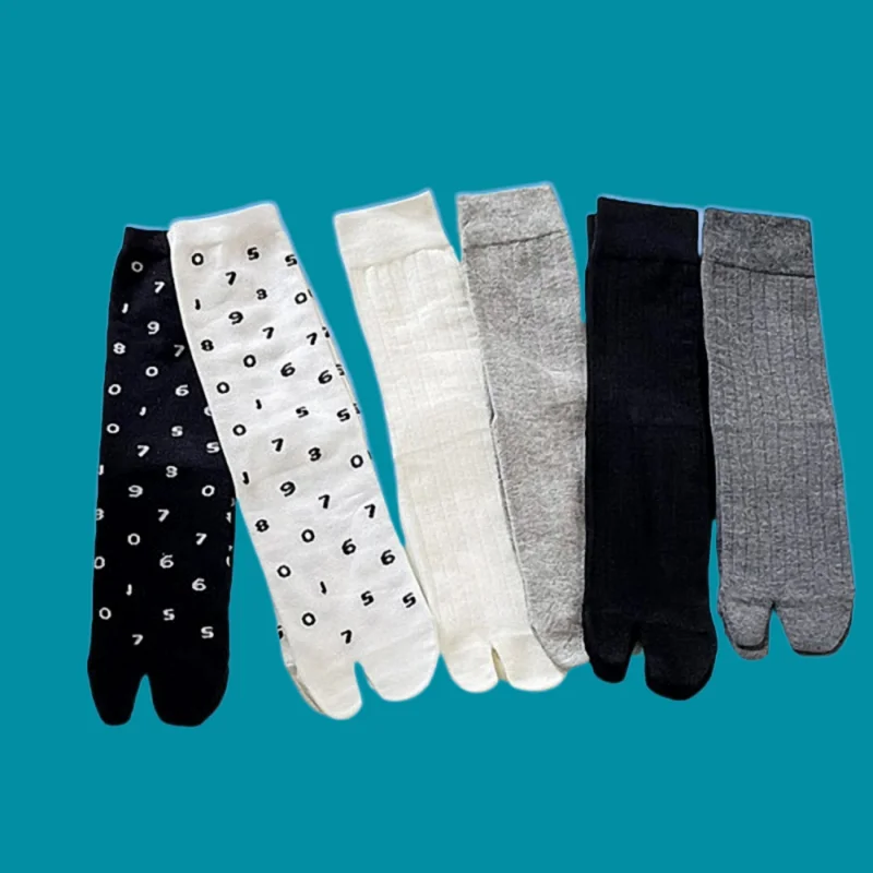 5/10 Pairs New Split Toe Women's Casual Mid-Tube Socks Spring And Autumn Cotton Socks Sweat-Absorbent Two-Finger Women's Socks