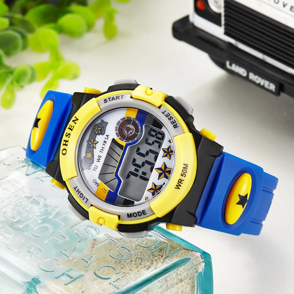 Ohsen Multifunctioneel waterdicht display met achtergrondverlichting Quartz Sport Unisex kinderhorloge met stopwatch / datum / alarm (1603 roze)