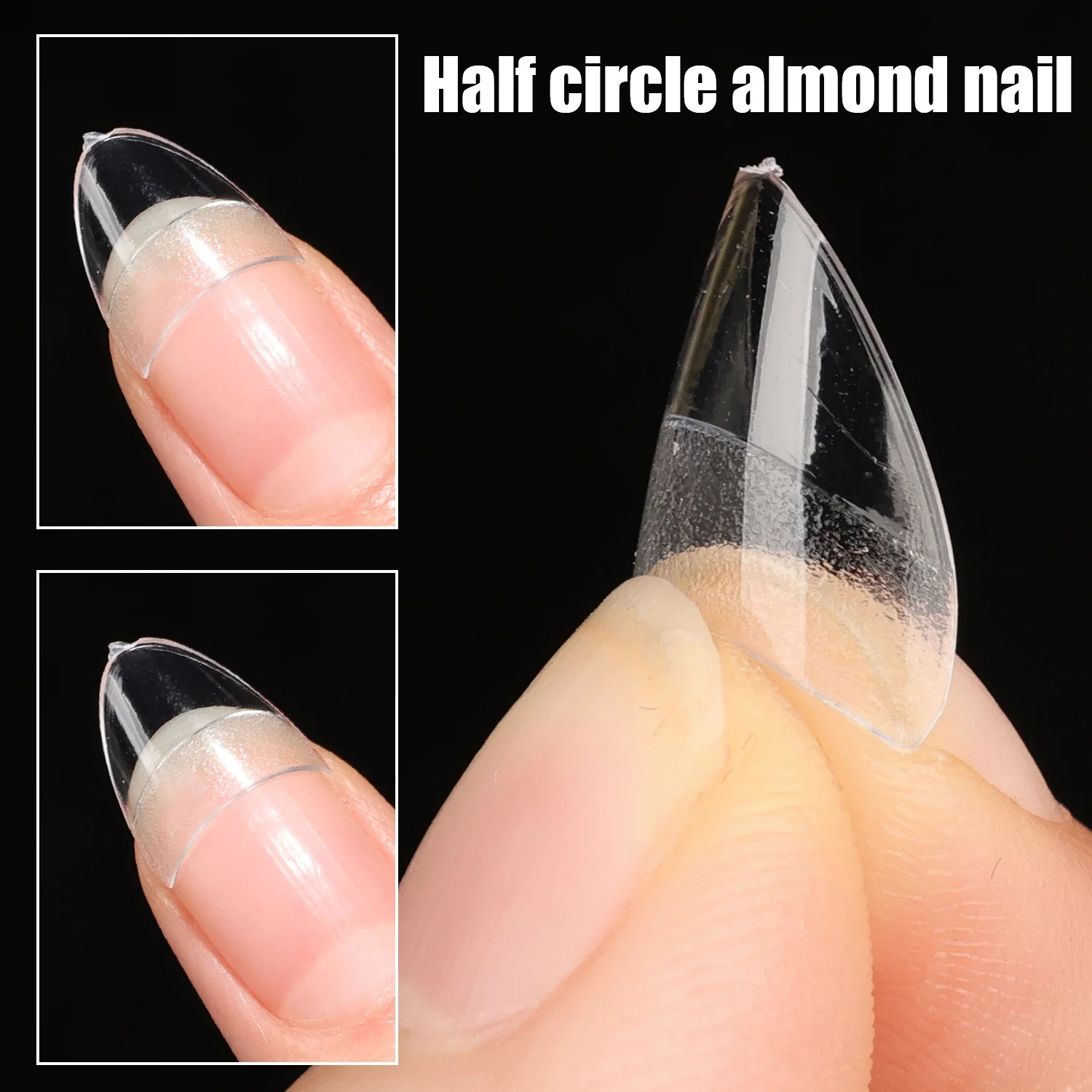 Mixed Size Half Cover Oval Press on False Nails 240Pcs Almond Pre-filed Nail Tips Ultra Thin Traceless Short Nail Art Tips Tools