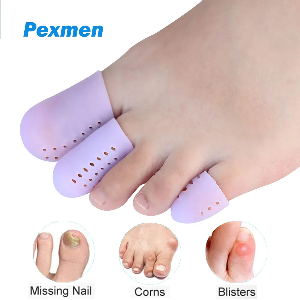 Pexmen 2Pcs Upgrade Gel Toe Protector Silicone Toe Caps Sleeves Prevent Pain for Corns Blisters and Missing or Ingrown Toenails