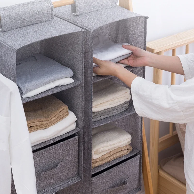 4/5 Layer Portable Wardrobe Hanging Storage Bag Drawer Style Organizer Box Washable