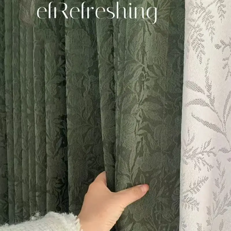 French Jacquard Vintage Curtains Chenille for Living Room Bedroom Luxury High Sunshade Curtain Customized Blackout Window Drapes