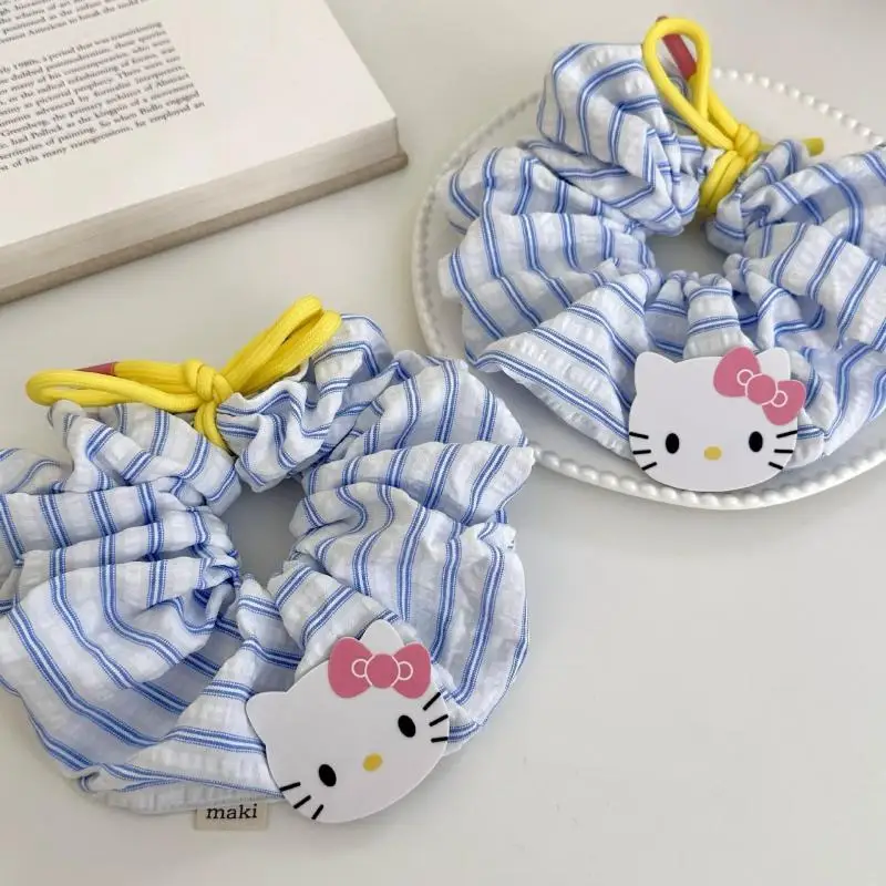 Hello Kitty Bowknot Hairband Cute Blue Striped Headband Sweet Girl Headband Cartoon Cute Headwear Girl Christmas Gift