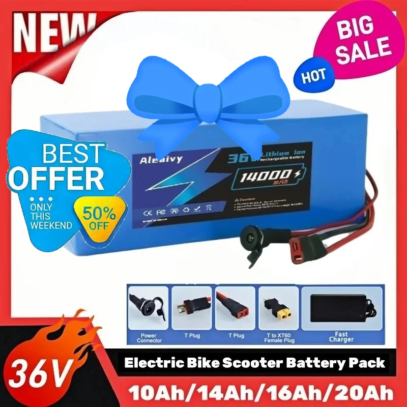 

Newest 36V 10/12/14/16/20Ah 2000W Rechargeable Battery for High Quality High Capacity Lithium Replacement Battery Pack