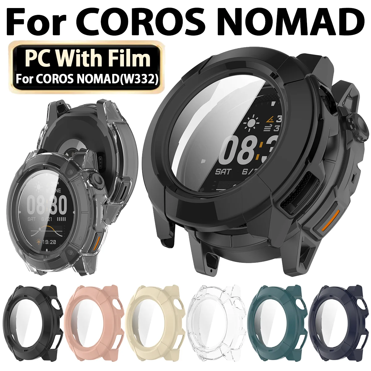 

For COROS NOMAD Case Full Tempered glass film screen protector PC hard frame Shell Cover smart Watch Accessories
