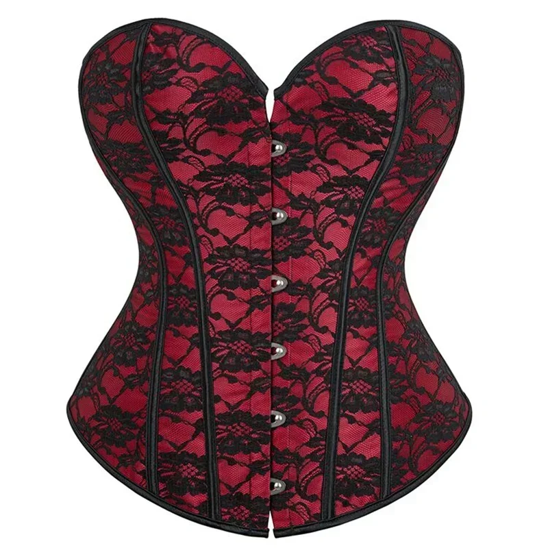 

Medieval Court Bodice Corset Top Women Floral Victorian Overbust Bustier Sexy Body Shaper Korset