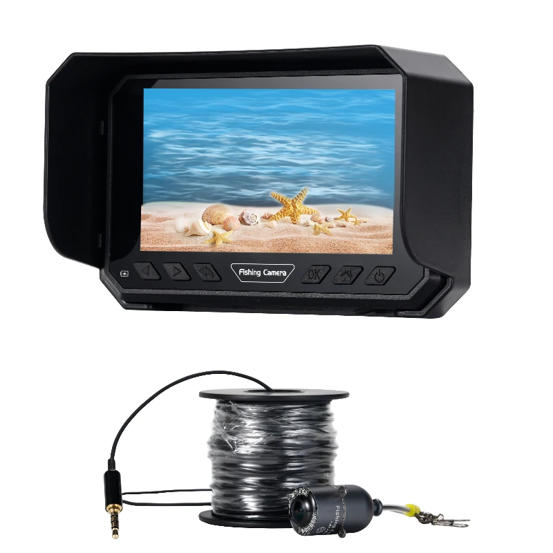 

Камера для подводной рыбалки с экраном 5 дюймов | Full HD 1080P с датчиком глубины и температуры | IP66 Водонепроницаемый | Аккумулятор 8000 мАч