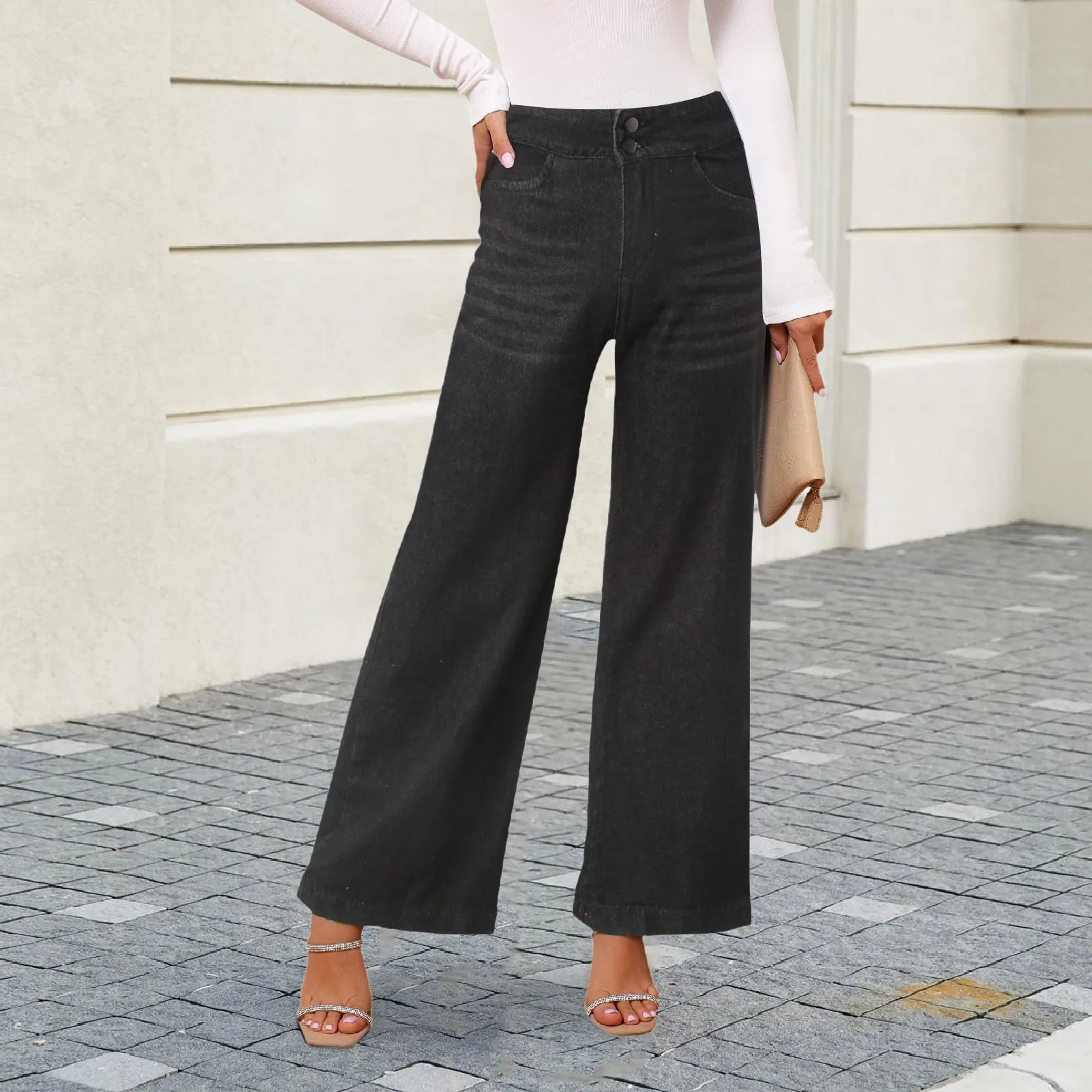 

2024 Wide Leg Jeans Loose Straight Denim Trousers Pants For Women Vintage High Waist Baggy Mom Jeans Pantalones Palazzo Pants