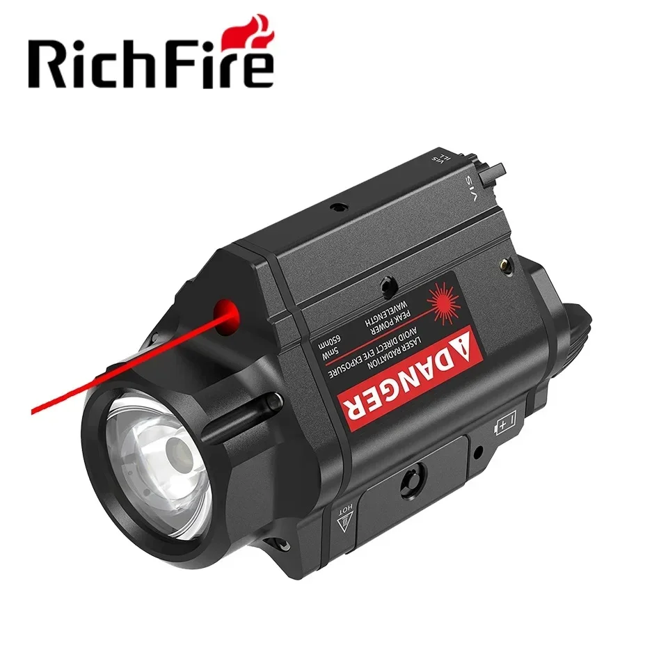 

Richfire Tactical Flashlight 800LM&Red Laser Sight LED Combo Weapon Light Pistol for 20mm Picatinny Rail with 2 Batteries